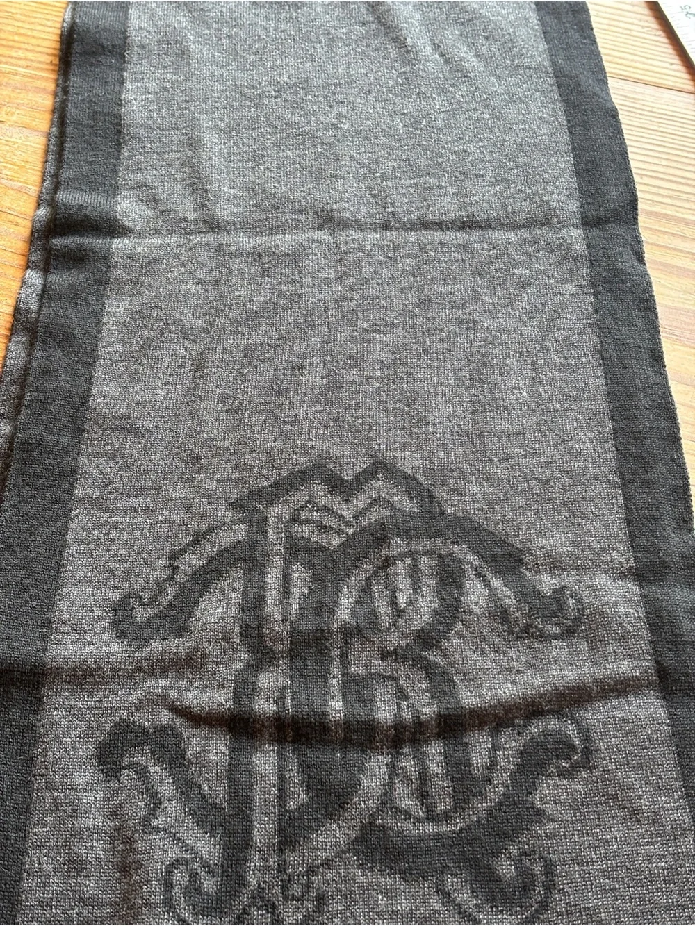 Roberto Cavalli Black Knit Wool Scarf - Designer Label